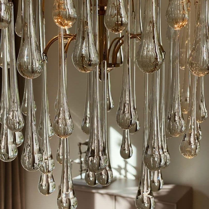 Vintage – Murano chandelier – Teardrop – 68 drops – Clear