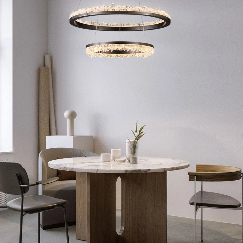 Minimalistic Crystal Quartz LED Chandelier