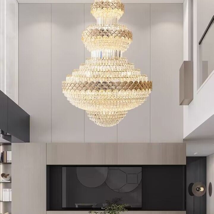 Extra Large Multi-layers Gold Luxury Crystal Chandelier Modern Empire Decrative Crystal Light