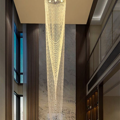 Extra Large Affordable Luxury Tiered Tassel Watefall Crystal Chandelier for Spiral Staircase/Villa/Hotel Lobby/Foyer