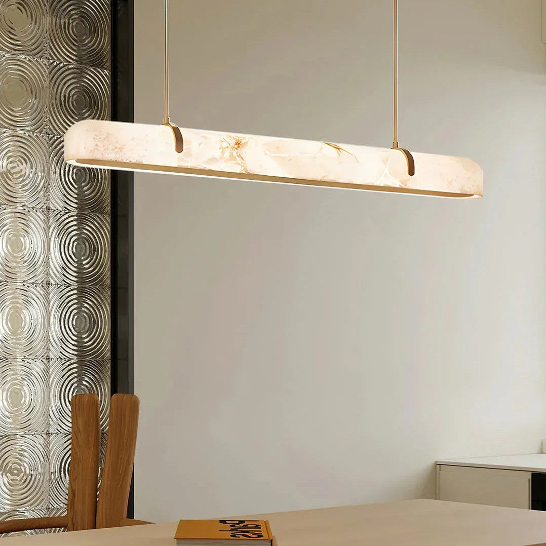 Eamon Linear Alabaster Chandelier, Kitchen Island Pendant Light