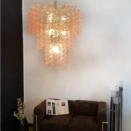 Murano Chandelier – Curva – Rosa – 48 tubes