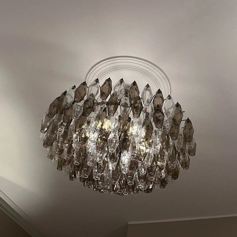 Murano Chandelier – Poliedri – 185 glass – Smoked/Transparent