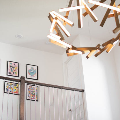 Modern Round/Linear Geometric Aluminum LED Chandelier for Dining Room/Bedroom