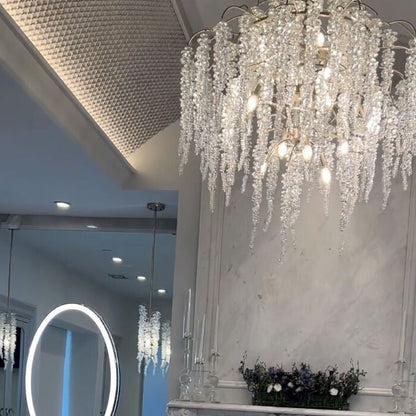 Light Luxury Elegant Sliver Flower Branch Chandelier For Living/Dinning/Bedroom Room/Hallway