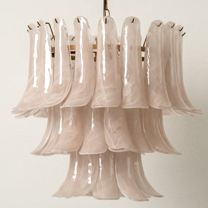Lonso Taupe Mid-Century Brass & Glass Chandelier – Vintage Glam