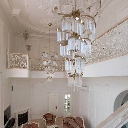 Oversized Modern Designer Creative Multi-tiered Luxury Spiral Crystal Chandelier For High-ceiling Foyer/Entryway/Hallway