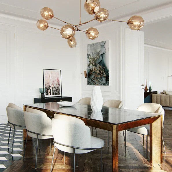 Modern Sputnik Smoky Gray/Amber Glass Branch Chandelier for Kitchen Island/Dining Room
