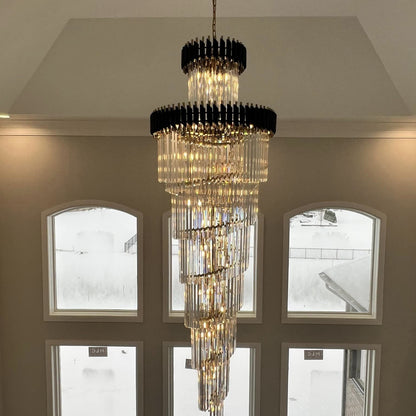 Classic Large Multi-layered Spiral Crystal Chandelier for Foyer/ Staircase