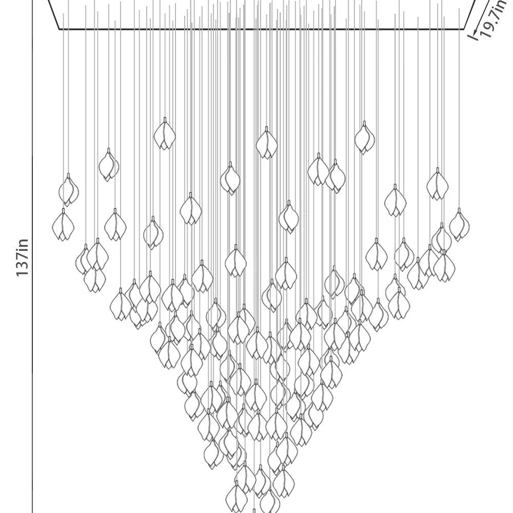 Nordic Magnolia Flower Ceramics Chandelier with Rectangular Canopy