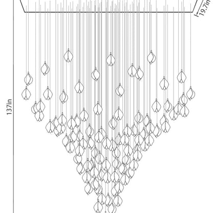 Nordic Magnolia Flower Ceramics Chandelier with Rectangular Canopy