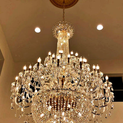 Extra Large European-style Multi-layers Candle Luxury Crystal Chandelier Gold Art Foyer/Staircase Decorative Light Fixture