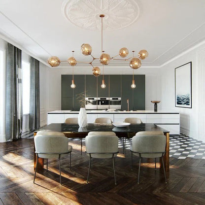 Modern Sputnik Smoky Gray/Amber Glass Branch Chandelier for Kitchen Island/Dining Room