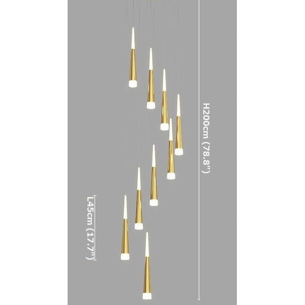 Denise Golden/Black LED Hanging Meteor Rain Staircase Chandelier