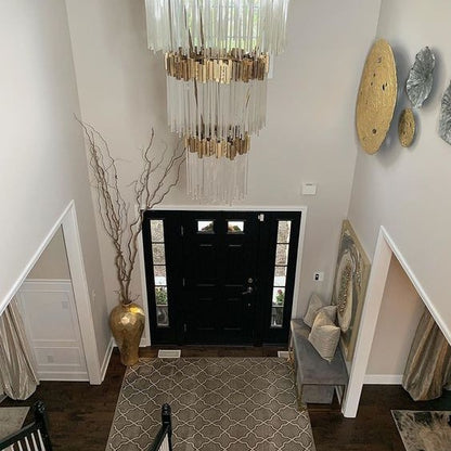 Large Elegant Multi-layers Glam Glass Chandelier for High-ceiling Staircase/Entryway/Living/meeting Room