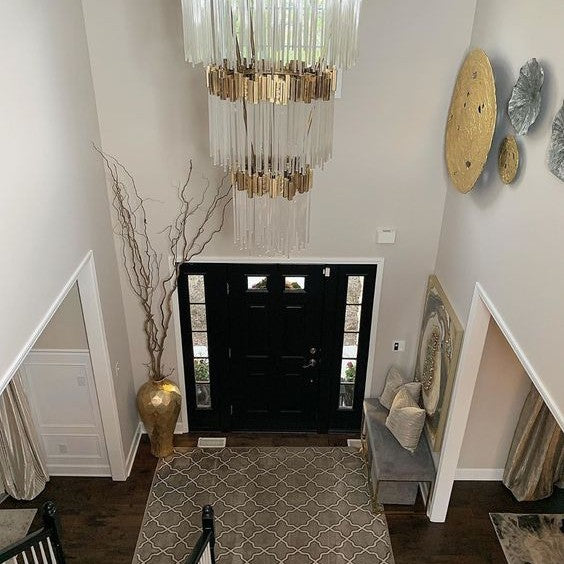 Large Elegant Multi-layers Glam Glass Chandelier for High-ceiling Staircase/Entryway/Living/meeting Room