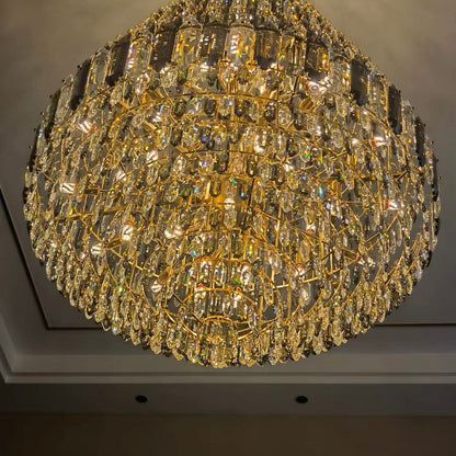 Luxury Multi-tiered Honeycomb Crystal Chandelier for High Ceiling