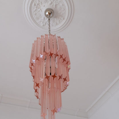 Murano Chandelier – Spiral – 54 prisms – Pink
