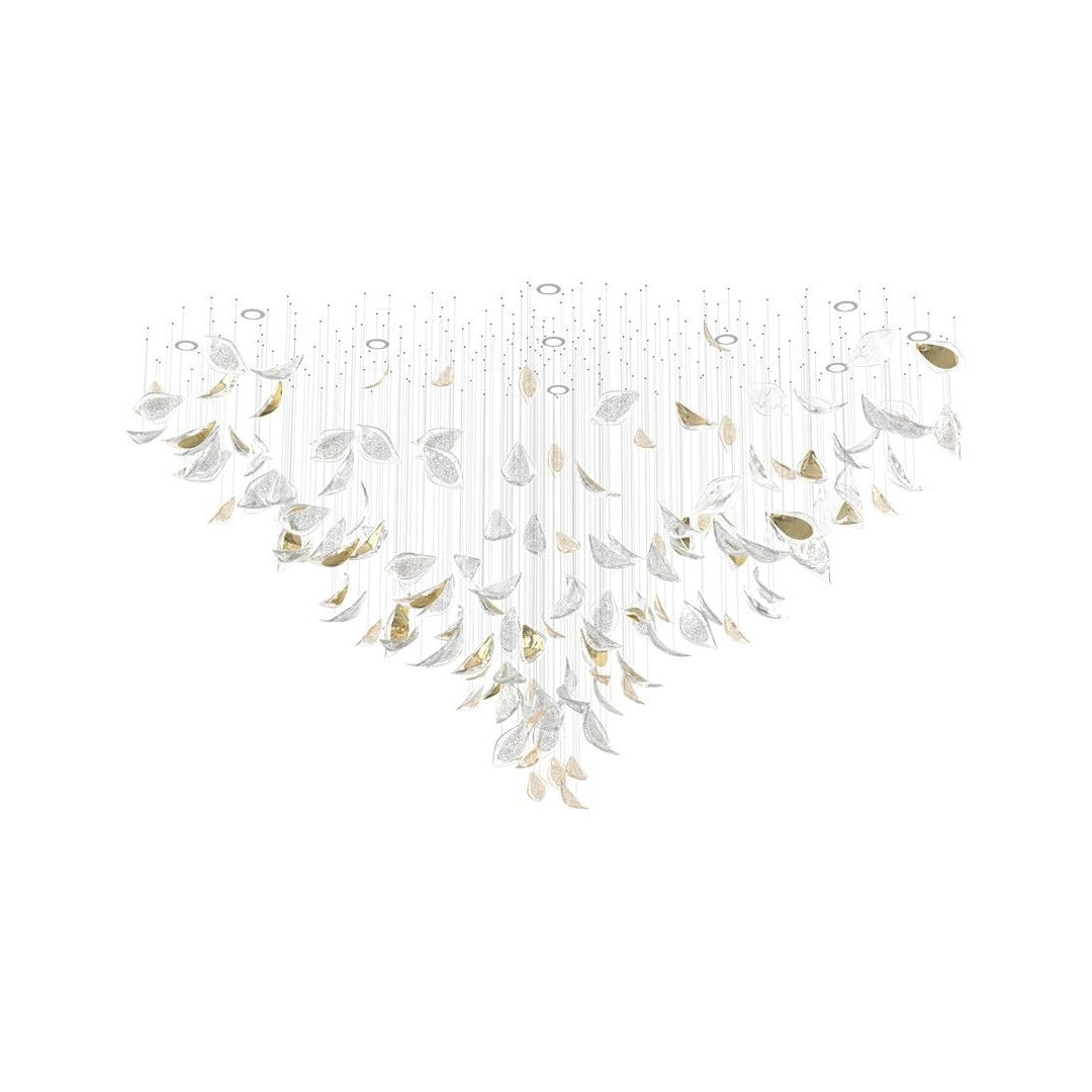 Floating Leaves Meteor Shower Crystal Spiral Chandelier