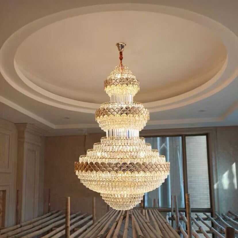 Extra Large Multi-layers Gold Luxury Crystal Chandelier Modern Empire Decrative Crystal Light