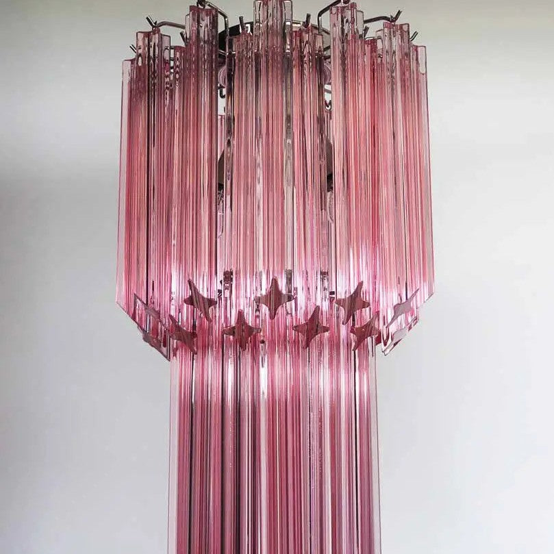 Murano Chandelier – Quadriedri – 46 prisms – Pink