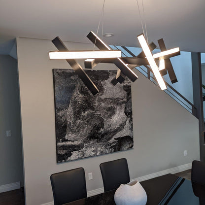 Modern Round/Linear Geometric Aluminum LED Chandelier for Dining Room/Bedroom