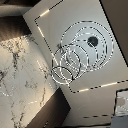 WOMO Large Tiered Ring LED Foyer Chandelier-WM2160