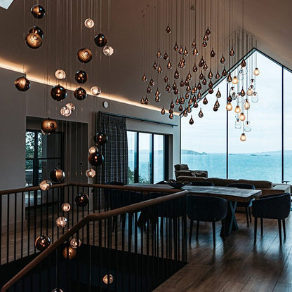 Cosmic Sphere Cascade Glass Chandelier