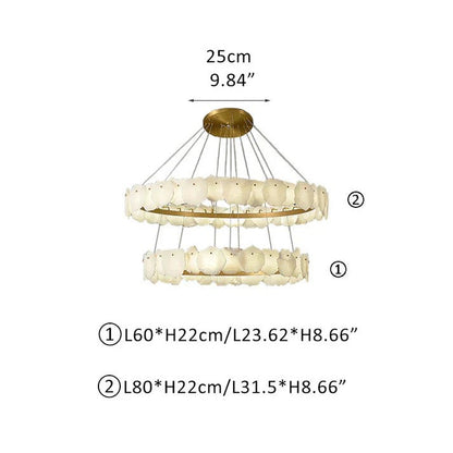 Irregular Alabaster Multi-Layered Round Chandelier