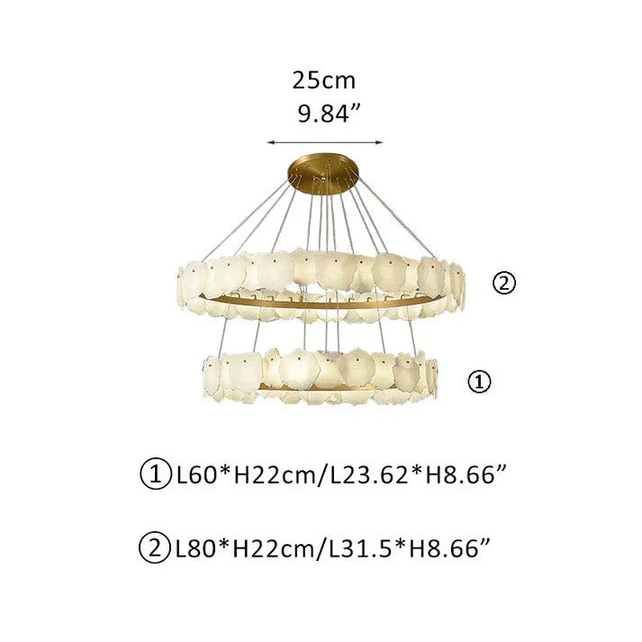 Irregular Alabaster Multi-Layered Round Chandelier