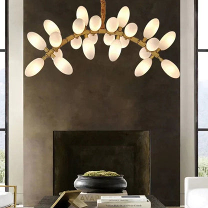 Nordic Art Long Magnolia alba Glass Ceiling Chandelier  for Staircase/Hallway/Entryway Light Fixture