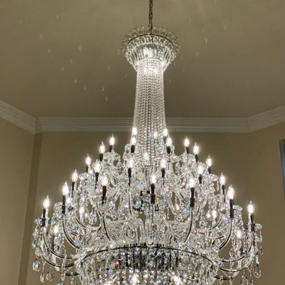 Extra Large European-style Multi-layers Candle Luxury Crystal Chandelier Gold Art Foyer/Staircase Decorative Light Fixture