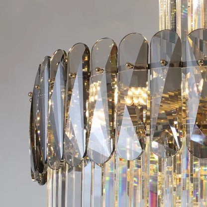 Luxury Extra Large Foyer Spiral Staircase Chandelier Long Crystal Ceiling Light Fixture