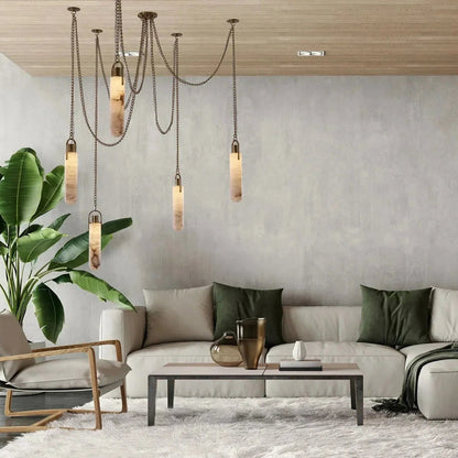 Alabaster Flint 5 Light LED Multi-Drop Pendant