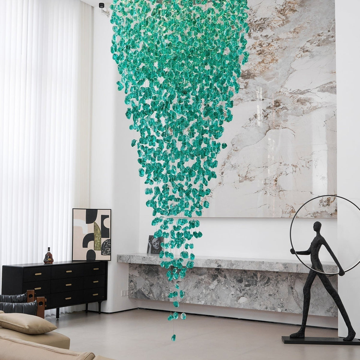 Crystal Stone Crystal Spiral Chandelier
