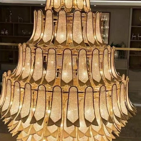 Extra Large Luxury Multi-tier Gold CrystalChandelier for Stairs/Large High-ceiling Room