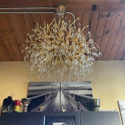 Stunning Tree Branch Crystal Chandelier with Clear Teardrop-shaped for Living/Dining Room