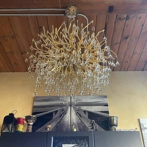 Stunning Tree Branch Crystal Chandelier with Clear Teardrop-shaped for Living/Dining Room