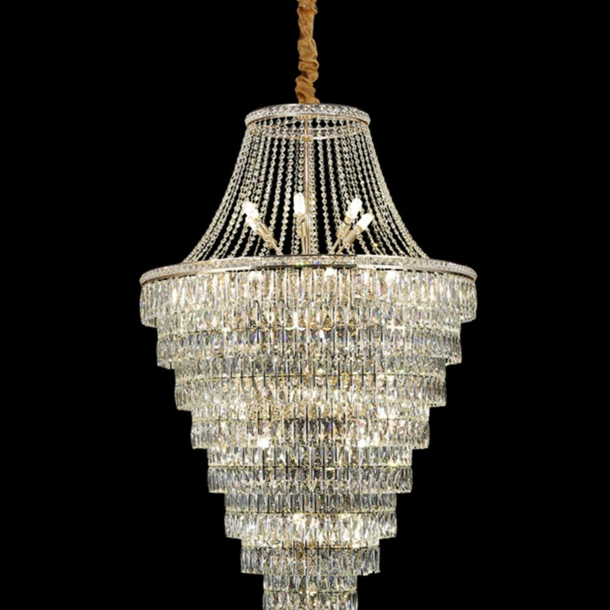 Magnificent Extra Large Foyer Hall Chandelier Tiered Crystal Ceiling Lighting Fixture For Living Room Decor