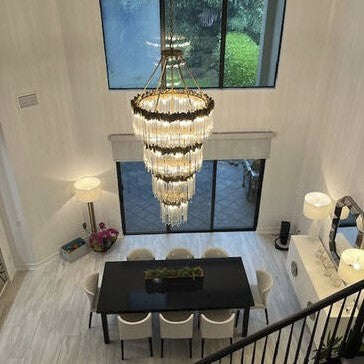 Large Elegant Multi-layers Glam Glass Chandelier for High-ceiling Staircase/Entryway/Living/meeting Room