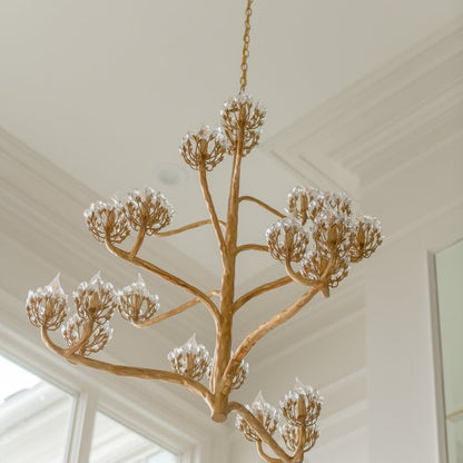 Luxury Branch Flower Chandelier in Gold for Living Room Staircase and Bedroom Lighting