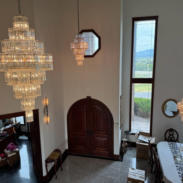 Celestia Luxury Crystal Chandelier | 63-Light Modern Foyer Lighting for High Ceilings 58H