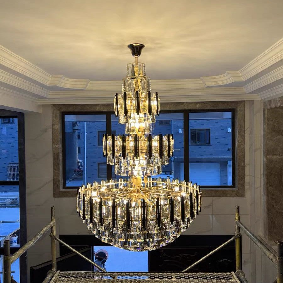 Foyer 3 Layers Extra Large Crystal Chandelier For Living Room Staircase Ceiling Lighting Fixture
