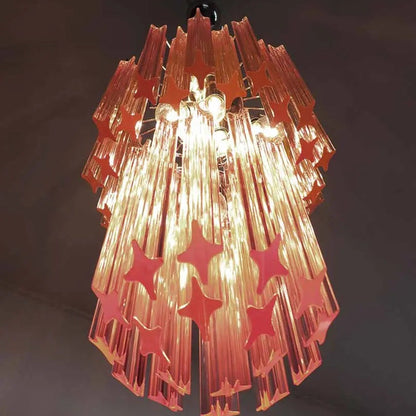 Murano Chandelier – Quadriedri – 46 prisms – Pink