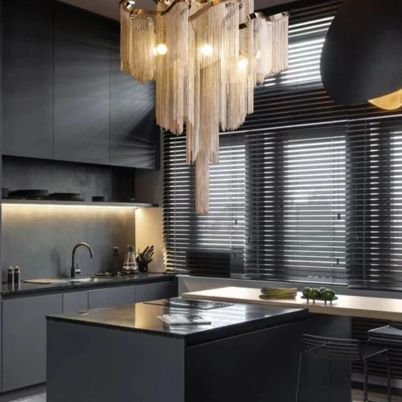 Post-Modern Extra Large Stainless Steel Long Tassel Chandelier for Large Living Room / Staircase / Villa / Duplexes