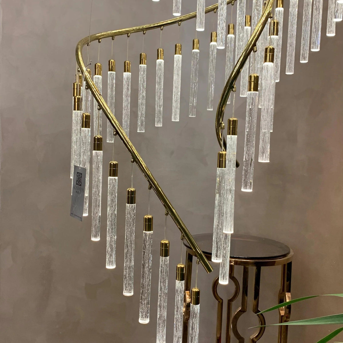 Luxury Spiral Bubble Crystal Stick Chandelier for Staircase/Foyer/High-ceiling