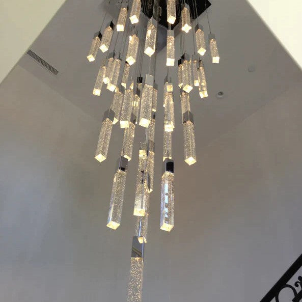 Light Luxury Glacier Bubble Crystsal Chandelier in Gold/Chrome/Black Finish for Staircase/Foyer