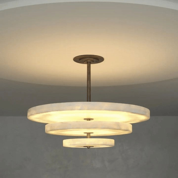 Alabaster Bronze & White LED Chandelier – Elegant 33‑Inch