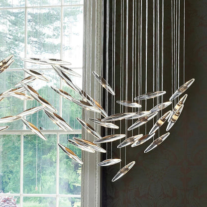 Modern Crystal Whispers LED Floating Light Fixture Artistic Chandelier for Hall