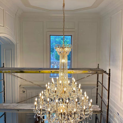 Extra Large European-style Multi-layers Candle Luxury Crystal Chandelier Gold Art Foyer/Staircase Decorative Light Fixture